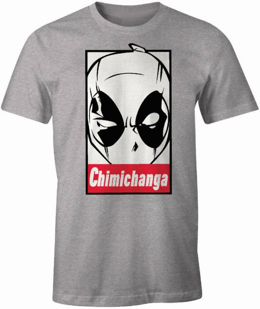 Grå t-shirt med Deadpool ansigt logo