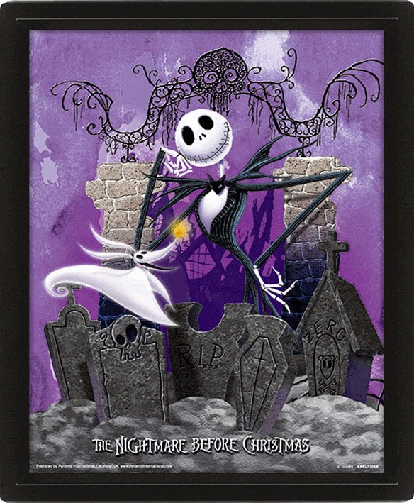 Nightmare before Christmas 3D-Linsenraster-Posterpaket Friedhof 26 x 20 cm