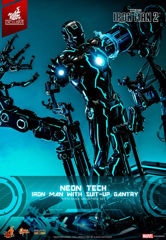Iron Man 2 Actionfigur 1/6 Neon Tech Iron Man mit Suit-Up Gantry 32 cm