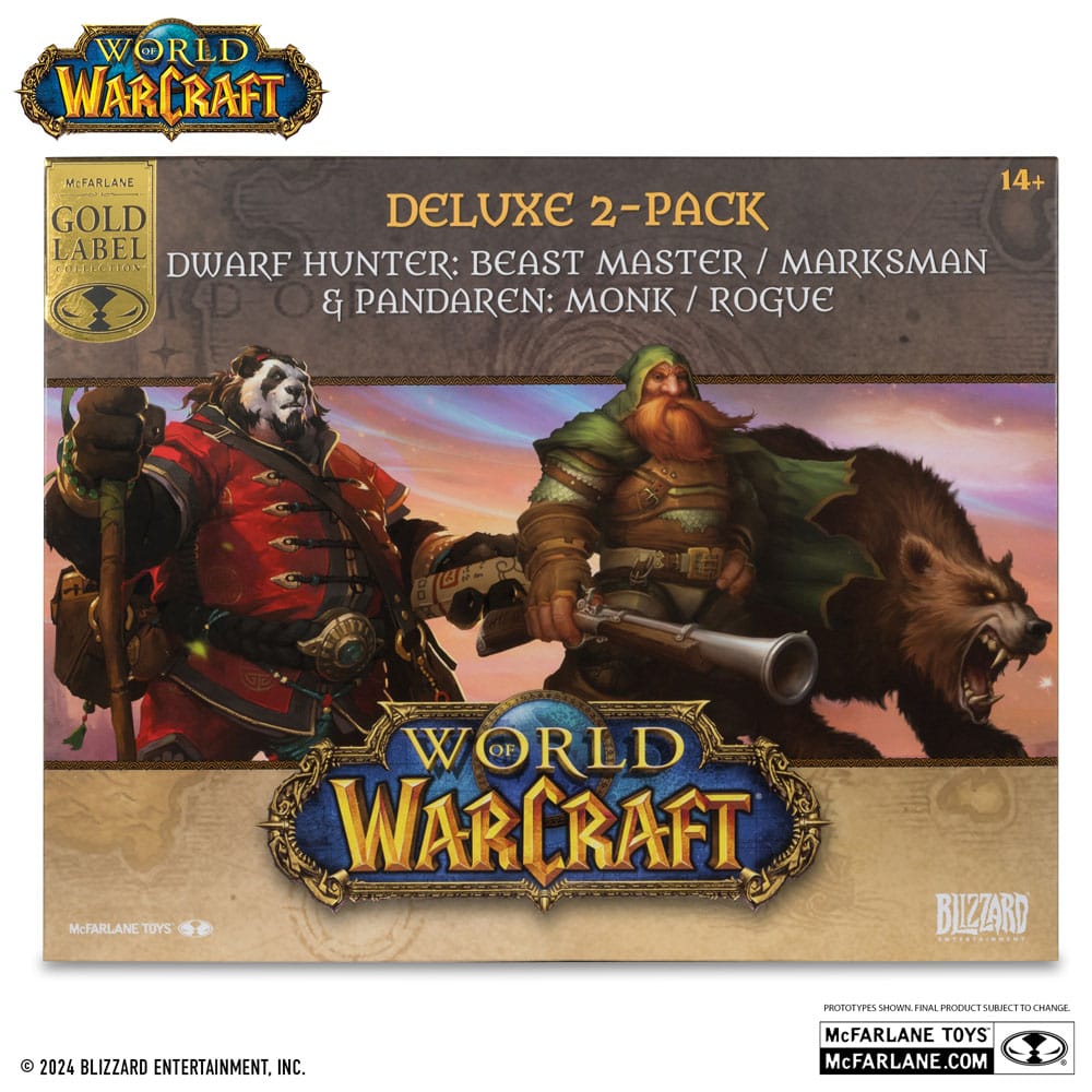 World of Warcraft PVC-Statue 2er-Pack 1/12 Dwarf Hunter: Beast Master & Pandaren: Monk (Gold Label) 15 cm