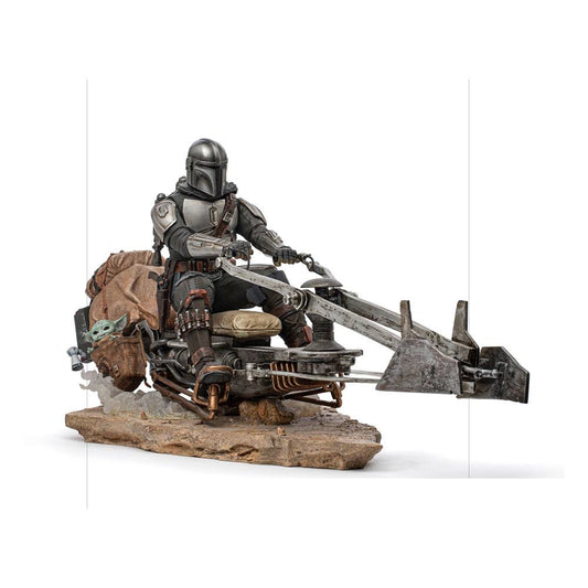 Star Wars The Mandalorian Deluxe Art Scale Statue 1/10 Mandalorian on Speederbike 18 cm