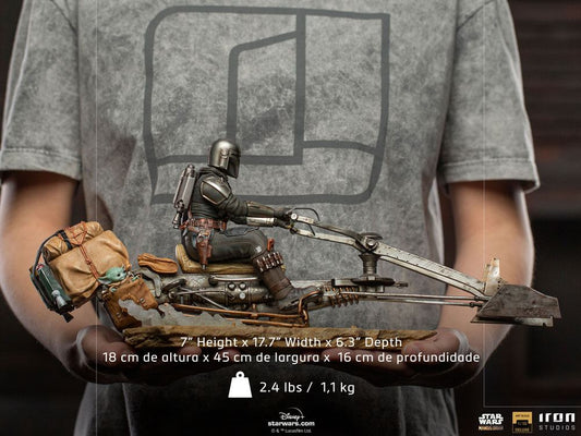 Star Wars The Mandalorian Deluxe Art Scale Statue 1/10 Mandalorian on Speederbike 18 cm