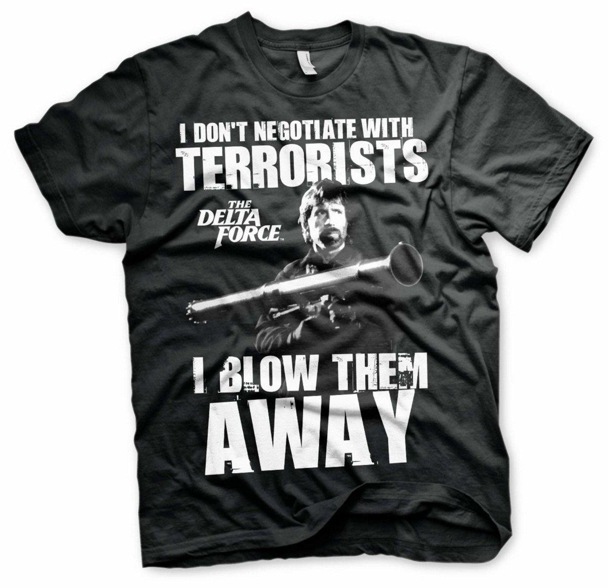 CHUCK NORRIS T-SHIRT I BLOW TERRORISTS AWAY - SuperMerch.dk