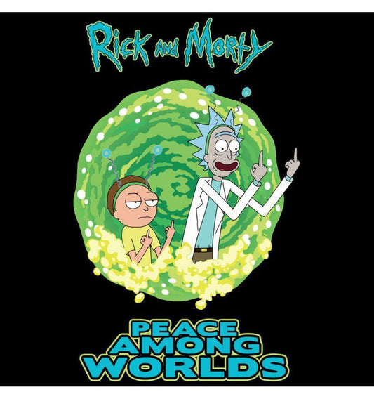 RICK AND MORTY T-SHIRT - PEACE AMONG WORLDS - SuperMerch.dk