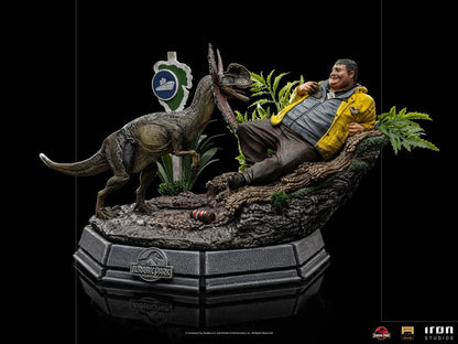 Jurassic Park Art Scale Statue 1/10 Dennis Nedry trifft auf den Dilophosaurus 21 cm
