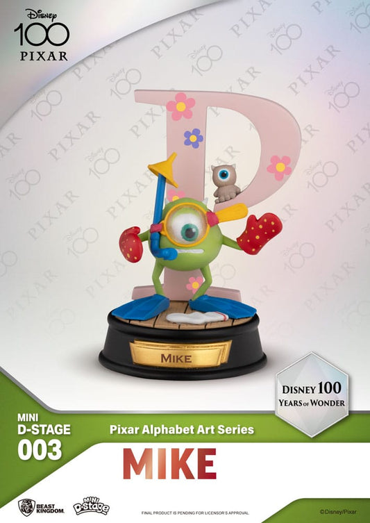 Disney Mini Diorama Stage Statues 10 cm 100 Years of Wonder Pixar Alphabet Art Assortment (6)