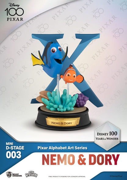 Disney Mini Diorama Stage Statues 10 cm 100 Years of Wonder Pixar Alphabet Art Assortment (6)