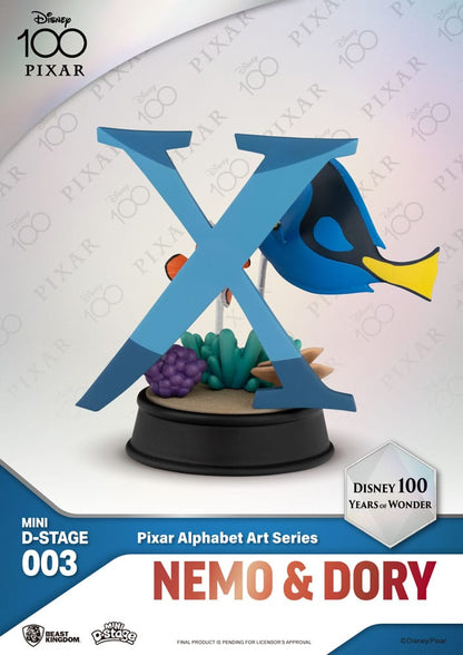 Disney Mini Diorama Stage Statues 10 cm 100 Years of Wonder Pixar Alphabet Art Assortment (6)