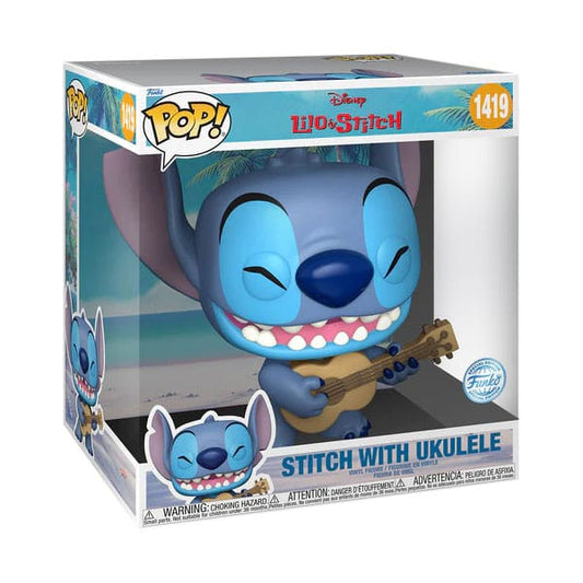 Lilo &amp; Stitch Supergroßer Jumbo POP! Games Vinylfigur Stitch mit Uke 25 cm