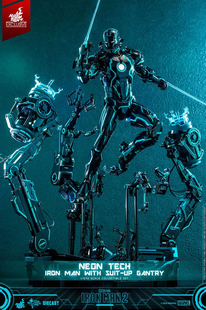 Iron Man 2 Actionfigur 1/6 Neon Tech Iron Man mit Suit-Up Gantry 32 cm