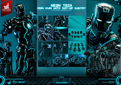 Iron Man 2 Actionfigur 1/6 Neon Tech Iron Man mit Suit-Up Gantry 32 cm