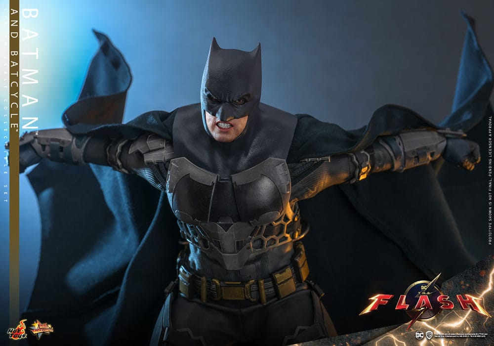 Die Flash Movie Masterpiece Actionfigur mit Fahrzeug 1/6 Batman &amp; Batcycle Set 30 cm