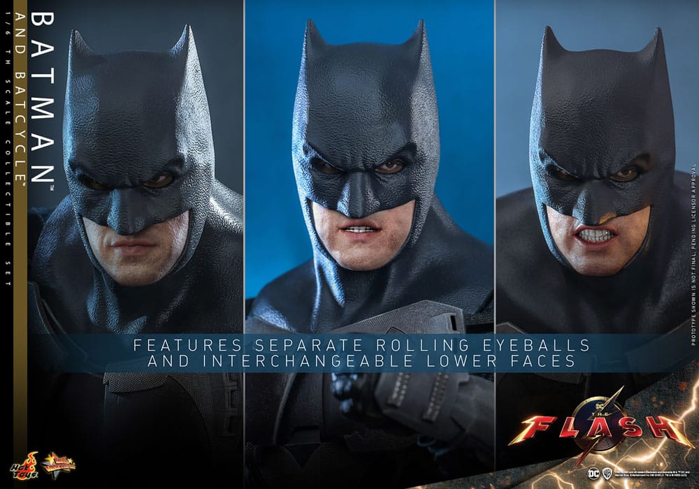 Die Flash Movie Masterpiece Actionfigur mit Fahrzeug 1/6 Batman &amp; Batcycle Set 30 cm