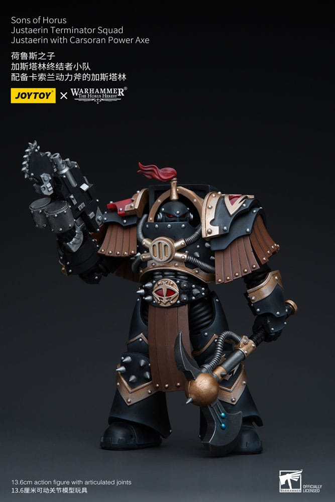 Warhammer The Horus Heresy Actionfigur 1/18 Sons of Horus Justaerin Terminator Squad Justaerin mit Carsoran Power Axe 12 cm