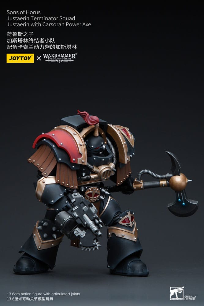 Warhammer The Horus Heresy Actionfigur 1/18 Sons of Horus Justaerin Terminator Squad Justaerin mit Carsoran Power Axe 12 cm