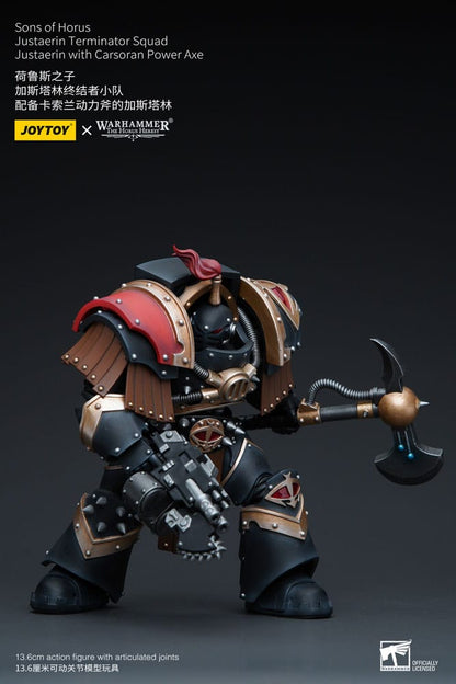 Warhammer The Horus Heresy Actionfigur 1/18 Sons of Horus Justaerin Terminator Squad Justaerin mit Carsoran Power Axe 12 cm