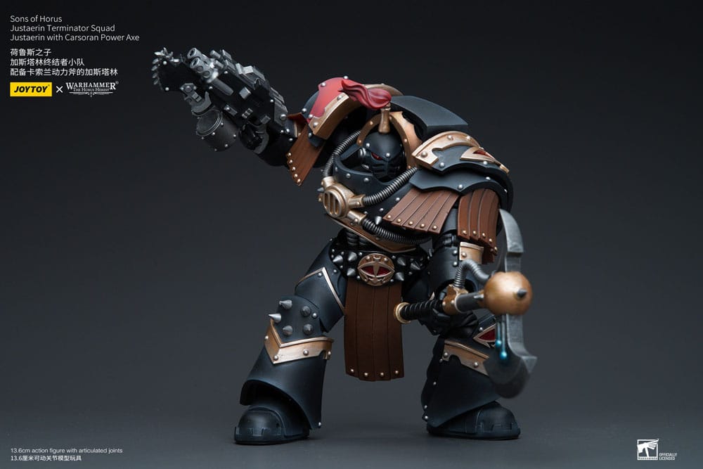 Warhammer The Horus Heresy Actionfigur 1/18 Sons of Horus Justaerin Terminator Squad Justaerin mit Carsoran Power Axe 12 cm