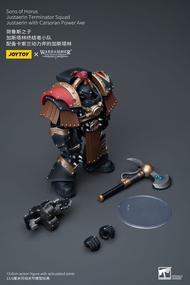Warhammer The Horus Heresy Actionfigur 1/18 Sons of Horus Justaerin Terminator Squad Justaerin mit Carsoran Power Axe 12 cm