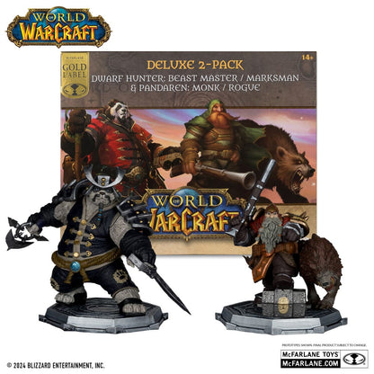 World of Warcraft PVC-Statue 2er-Pack 1/12 Dwarf Hunter: Beast Master &amp; Pandaren: Monk (Gold Label) 15 cm