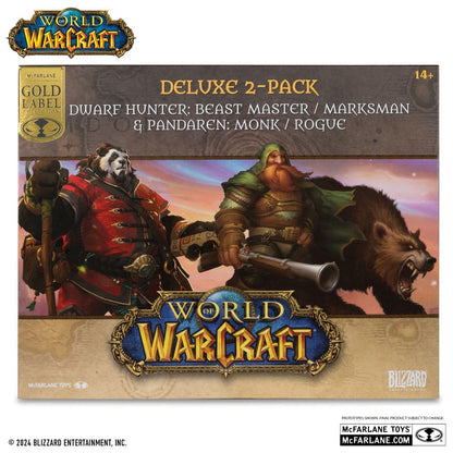 World of Warcraft PVC-Statue 2er-Pack 1/12 Dwarf Hunter: Beast Master &amp; Pandaren: Monk (Gold Label) 15 cm