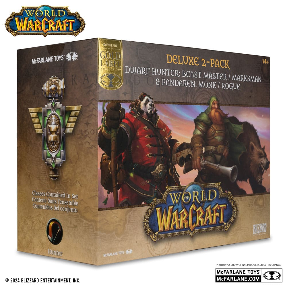 World of Warcraft PVC-Statue 2er-Pack 1/12 Dwarf Hunter: Beast Master &amp; Pandaren: Monk (Gold Label) 15 cm