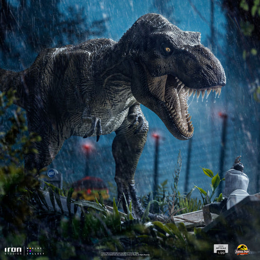 Jurassic Park Demi Art Scale Statue 1/20 T-Rex attackiert Donald Gennaro 30 cm