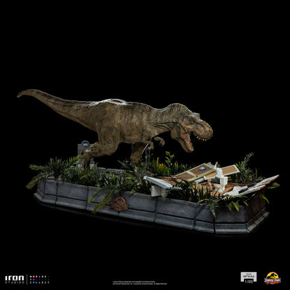 Jurassic Park Demi Art Scale Statue 1/20 T-Rex attackiert Donald Gennaro 30 cm