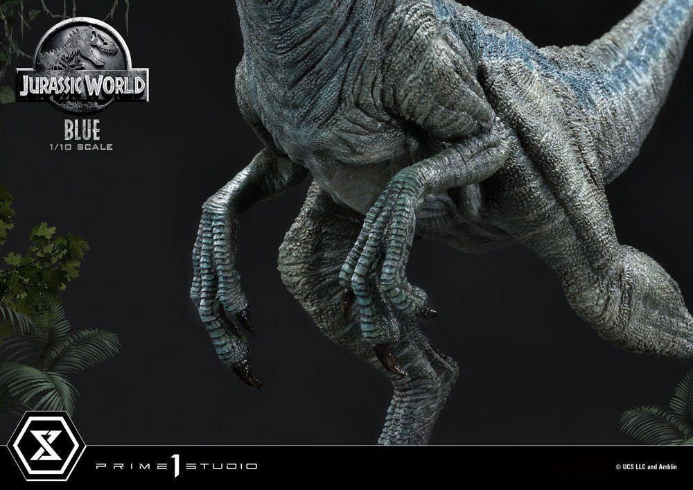 Jurassic world fallen kingdom prime collectibles statue 1/10 blue (åben mund version) 17 cm - SuperMerch.dk kløer helt tæt på