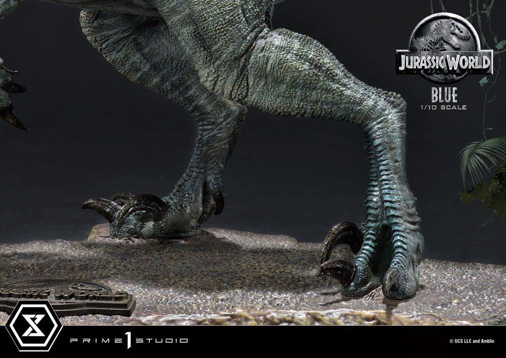 Jurassic world fallen kingdom prime collectibles statue 1/10 blue (åben mund version) 17 cm - SuperMerch.dk fødder helt tæt på