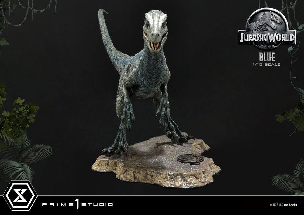 Jurassic world fallen kingdom prime collectibles statue 1/10 blue (åben mund version) 17 cm - SuperMerch.dk Fuld figur set forfra