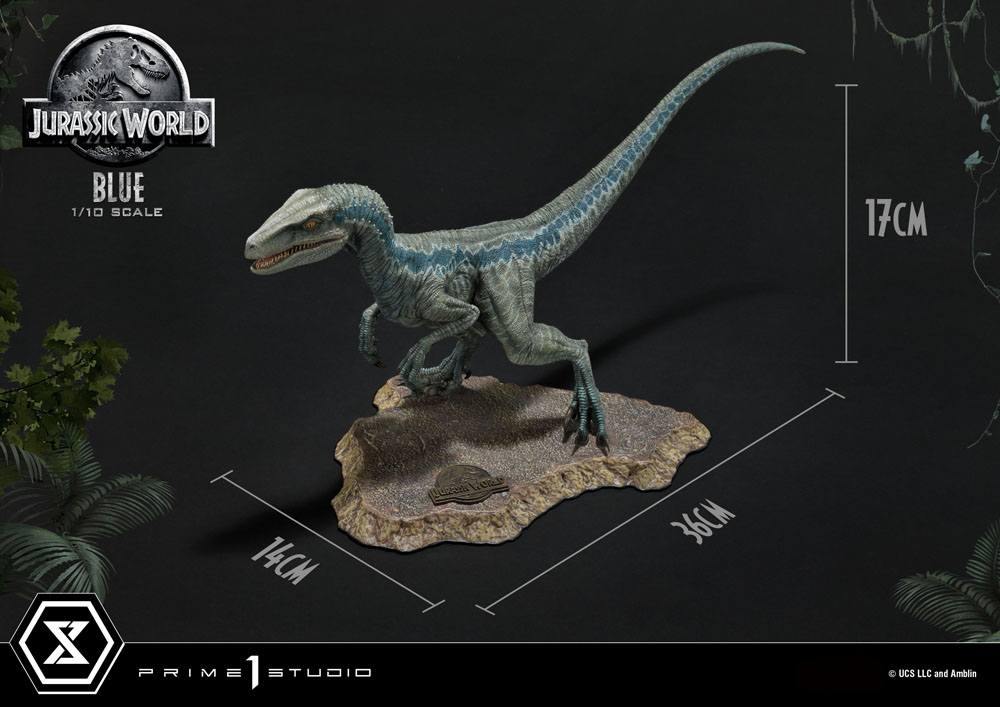Jurassic world fallen kingdom prime collectibles statue 1/10 blue (åben mund version) 17 cm - SuperMerch.dk figur i fuld størrelse med cm mål