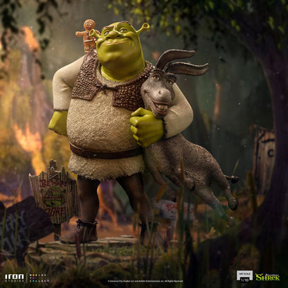 Shrek Deluxe Art Scale Statue 1/10 Shrek, Esel und der Lebkuchenmann 26 cm