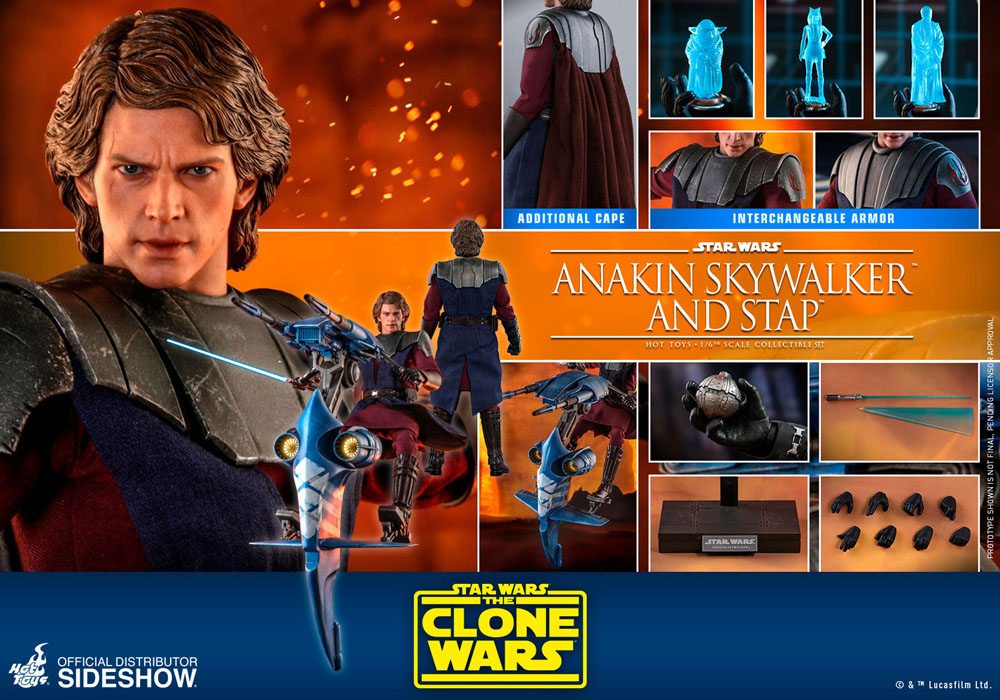 Star Wars The Clone Wars Action Figure 1/6 Anakin Skywalker & STAP 31 cm Hot Hoys