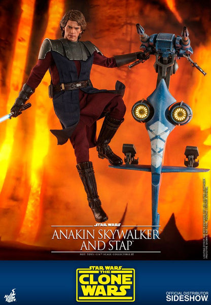 Star Wars The Clone Wars Actionfigur 1/6 Anakin Skywalker &amp; STAP 31 cm Hot Hoys