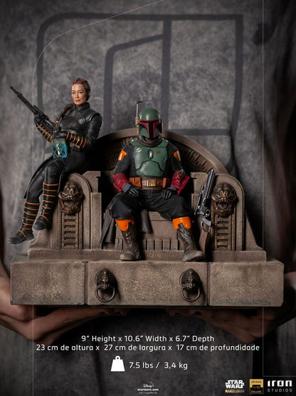 Star Wars The Mandalorian Deluxe Art Scale Statue 1/10 Boba Fett &amp; Fennec auf Thron 23 cm