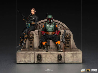 Star Wars The Mandalorian Deluxe Art Scale Statue 1/10 Boba Fett &amp; Fennec auf Thron 23 cm
