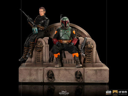 Star Wars The Mandalorian Deluxe Art Scale Statue 1/10 Boba Fett &amp; Fennec auf Thron 23 cm