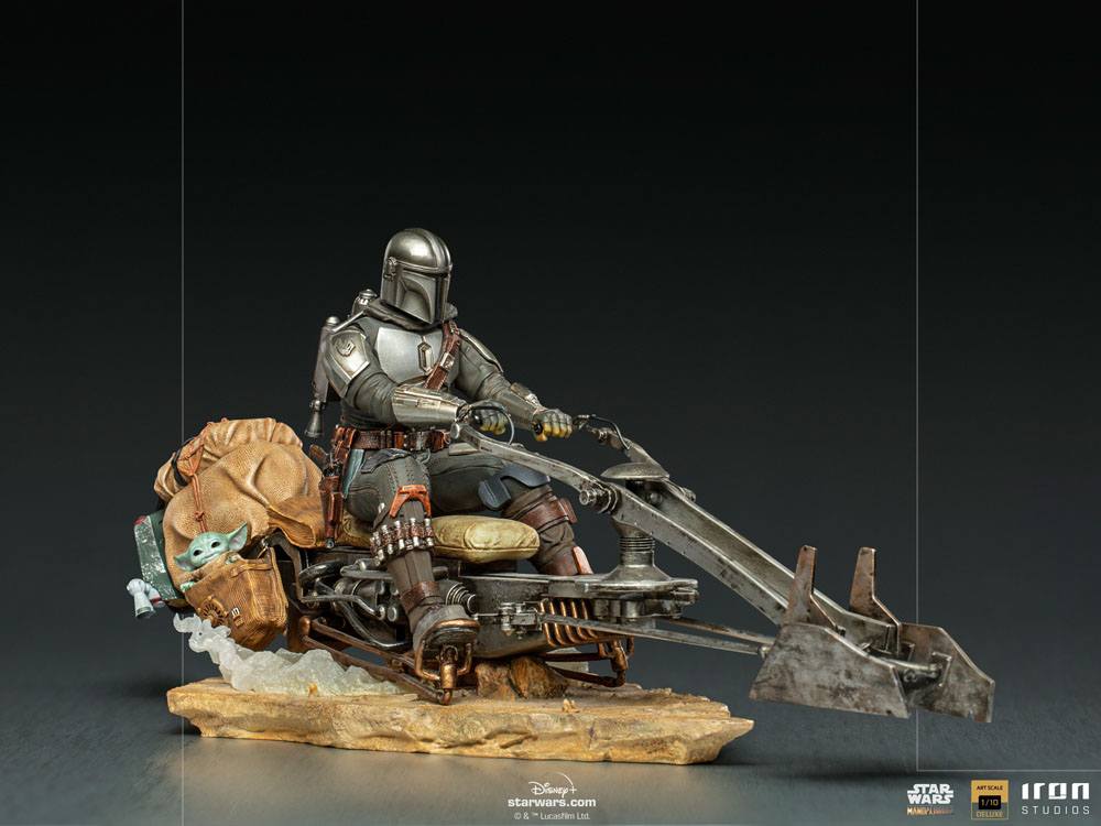 Star Wars The Mandalorian Deluxe Art Scale Statue 1/10 Mandalorian on Speederbike 18 cm