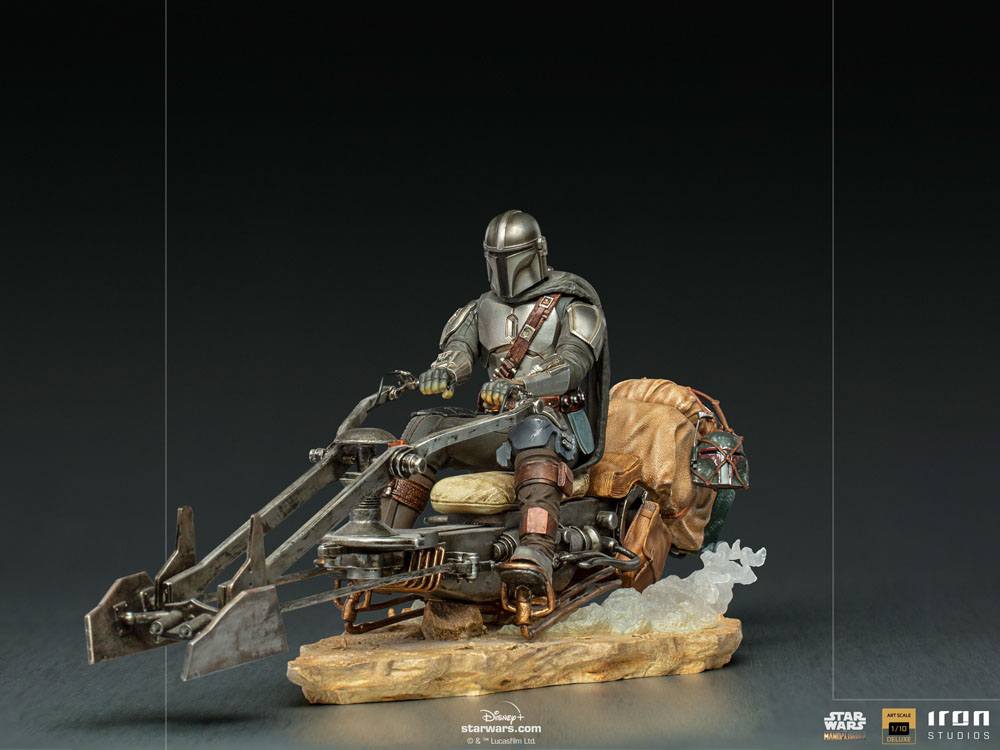 Star Wars The Mandalorian Deluxe Art Scale Statue 1/10 Mandalorian on Speederbike 18 cm