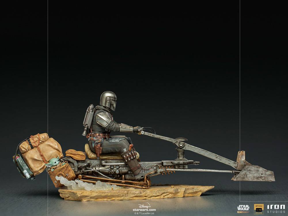 Star Wars The Mandalorian Deluxe Art Scale Statue 1/10 Mandalorian on Speederbike 18 cm